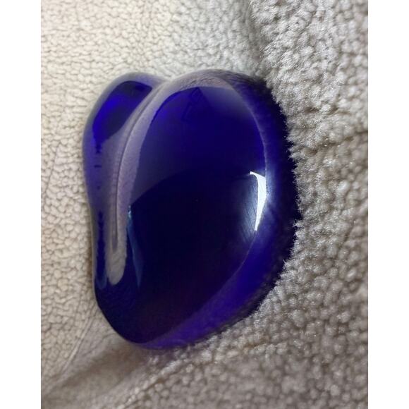 Tiffany & Co Cobalt Blue Elsa Peretti Glass Heart Paperweight 4" x 4" Signed - Picture 4 of 4